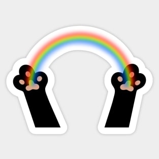 Rainbow in Black Animal Paws Sticker